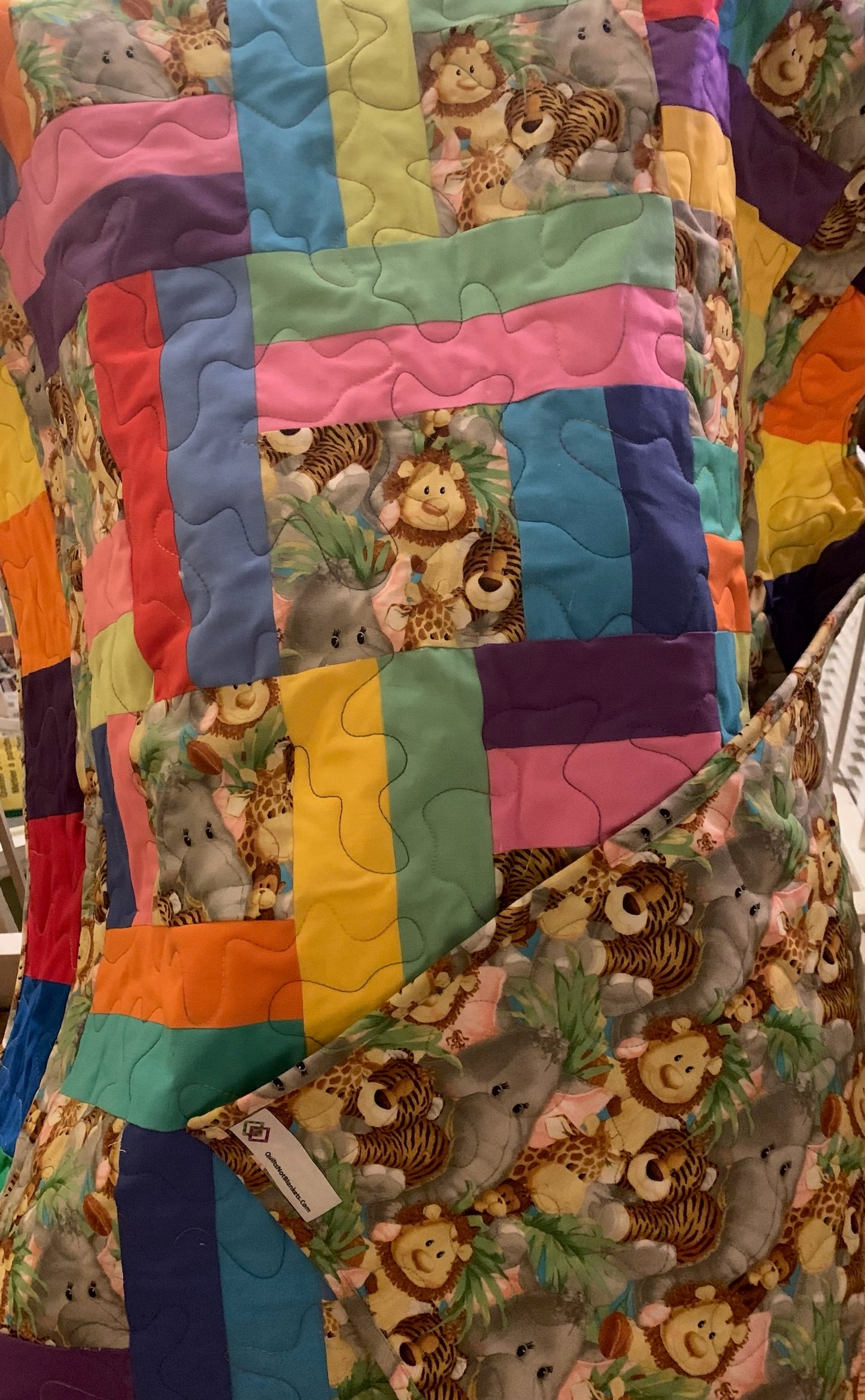 Crib Quilt, Baby Shower Gift - 38” W x 48” L