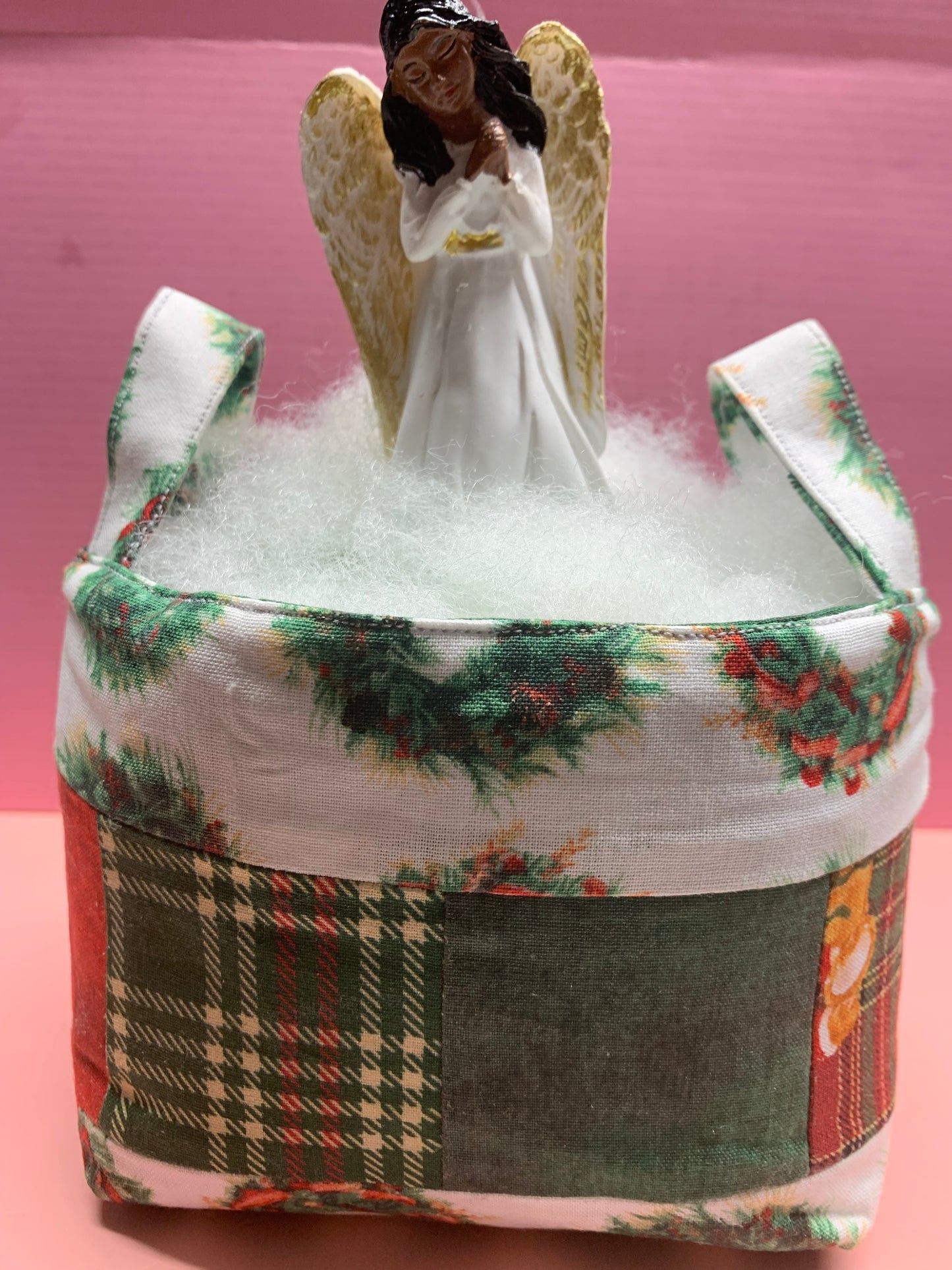 Small Quilted Gift Basket (filled) - 6” wide x 4” tall x 3 1/2” deep