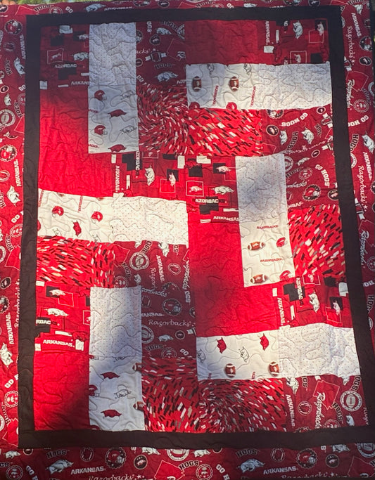 Arkansas Razorback Quilt - 39” X 54”