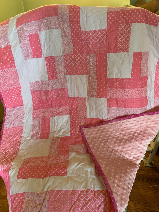 Crib Quilt, Baby Shower Gift - 38” W x 48” L