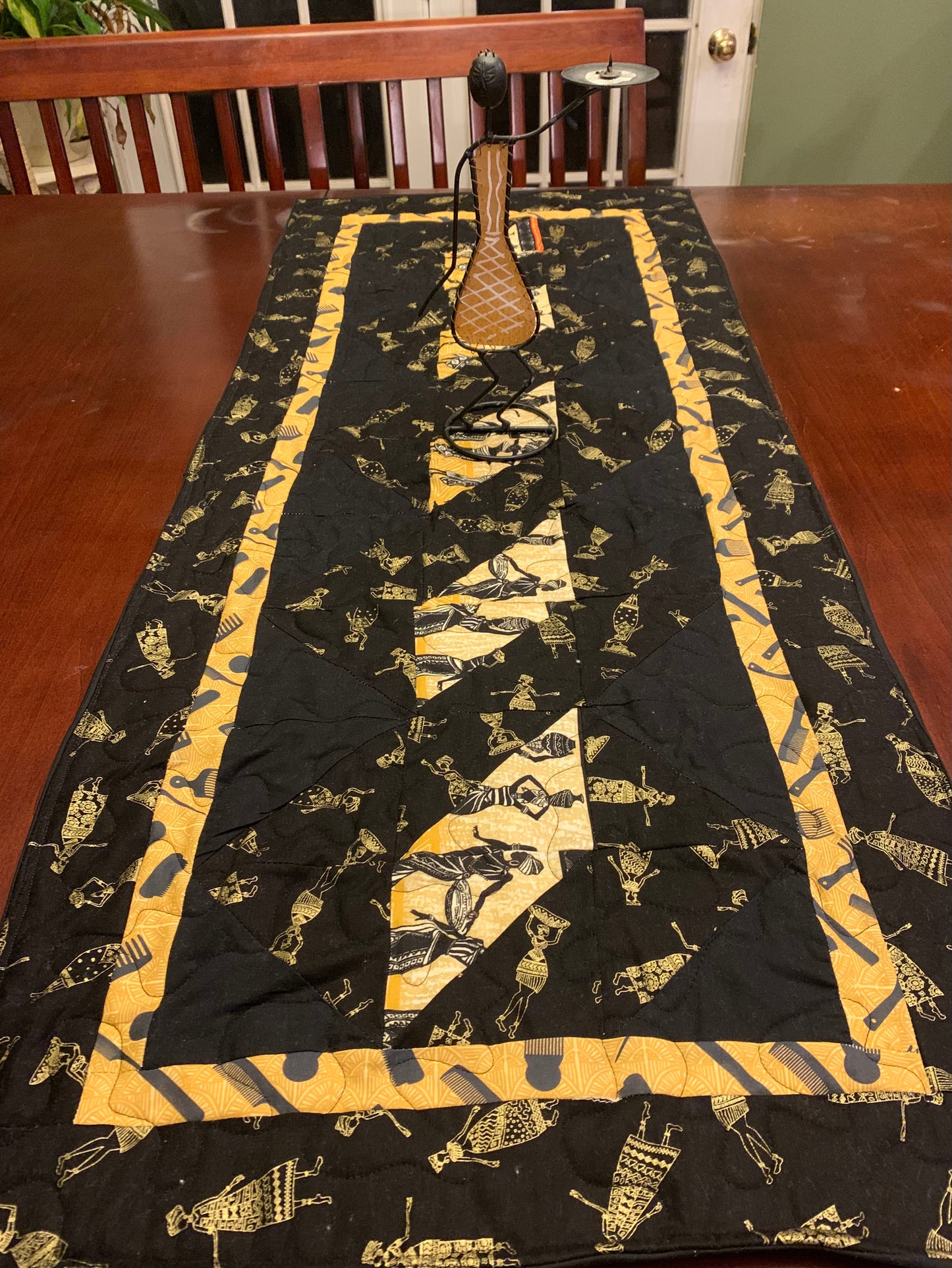 Juneteenth Table Runner - 47” long x 19.5” wide-Twisted Pole Pattern