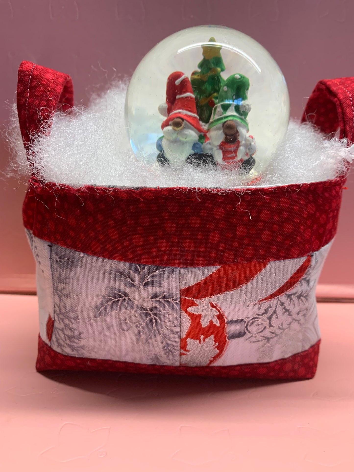 Small Quilted Gift Basket (filled) - 6” wide x 4” tall x 3 1/2” deep