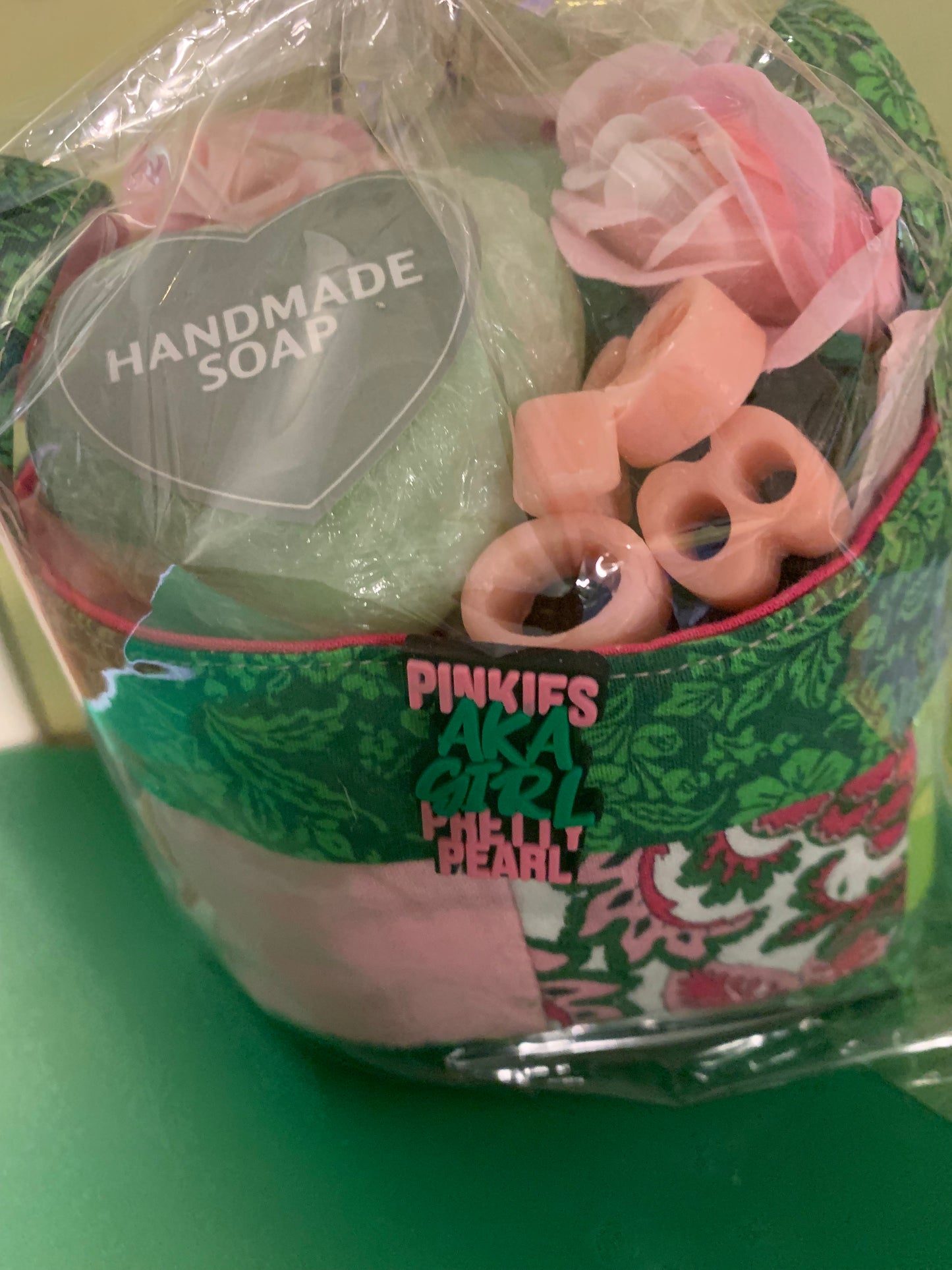 AKA Small Quilted Gift Basket (filled) - 6” wide x 4” tall x 3 1/2” deep