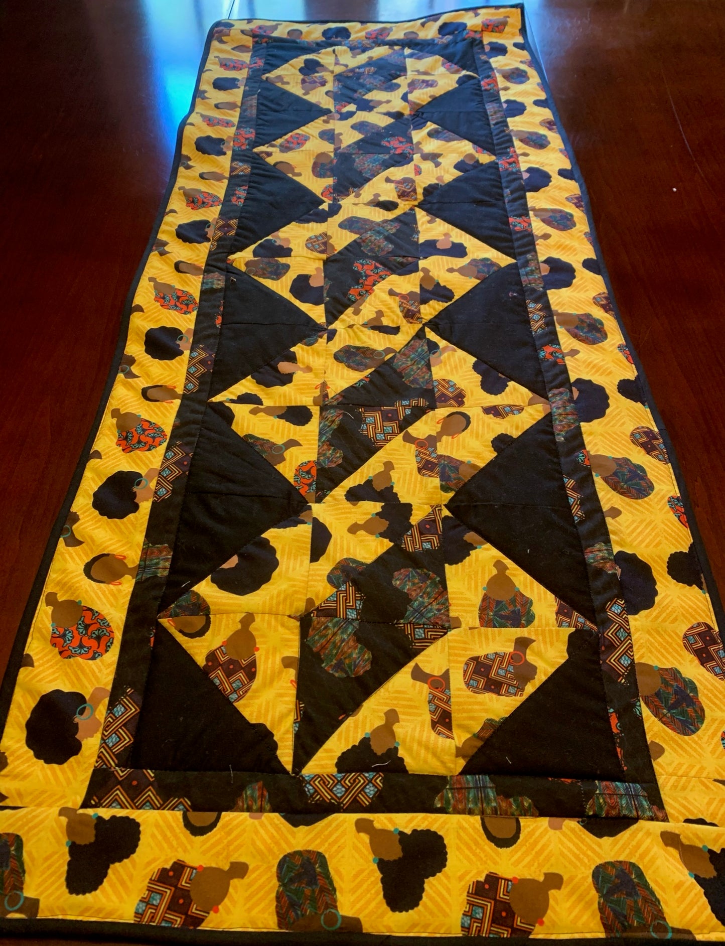 Juneteenth Table Runner - 47” long x 19.5” wide-Twisted Pole Pattern